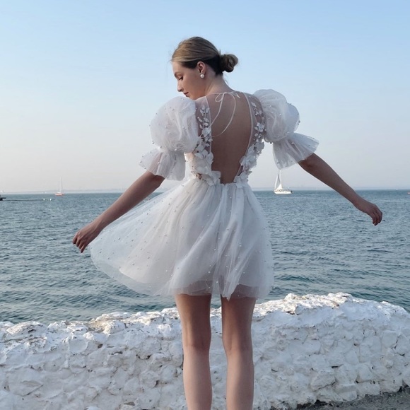 Bridal Short Puff Dress - Picture 2 of 8